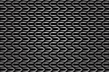 Poster - Abstract black and white pattern. Dark textured background with chainknitting.