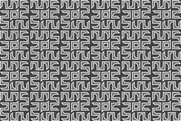 Poster - Abstract black and white pattern. Dark textured background with chainknitting.