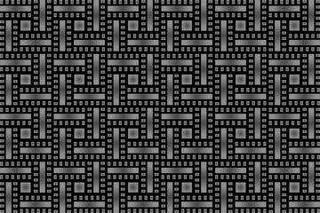 Poster - Abstract black and white pattern. Dark textured background with chainknitting.