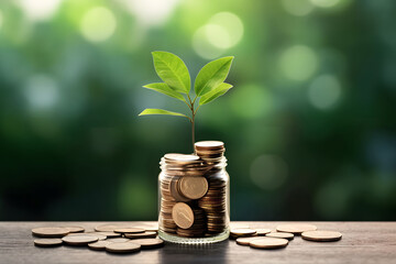 ESG small tree on stack coins idea for esg investment sustainable organizational development