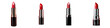 Compact black tube of vibrant red lipstick for alluring lip enhancement transparent background
