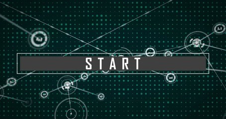 Poster - Animation of start text and connected graphs and globe with person icons