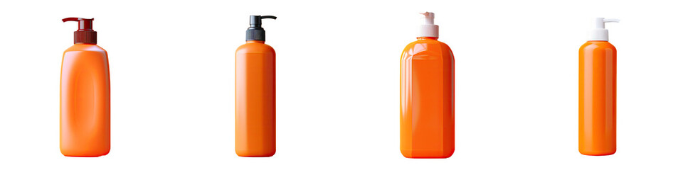 Canvas Print - transparent background isolates orange plastic shampoo bottle