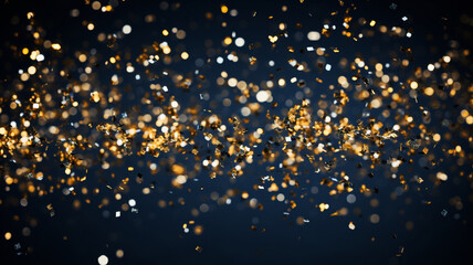Background of abstract glitter lights, gold blue and yellow, bokeh