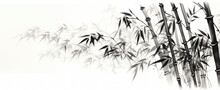 Drawing. Bamboo. Oriental. Hand Edited. Generative AI.

