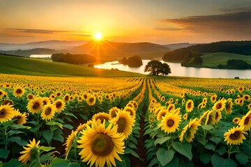 Wall Mural - field of sunflowers