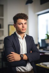 portrait of a confident young man working in a modern office