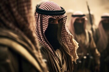 group of young arabian soldiers