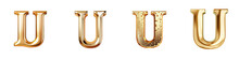 Golden Metallic Lowercase U With A Glossy Smooth Gold Finish And Antique Font Style Isolated On A Transparent Background