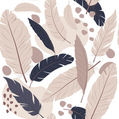  Seamless pattern of soft wings. feathers pattern in the nursery. fluff. Vector stock illustration. Wallpaper. 