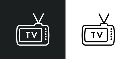 Wall Mural - television with antenna icon isolated in white and black colors. television with antenna outline vector icon from cinema collection for web, mobile apps and ui.