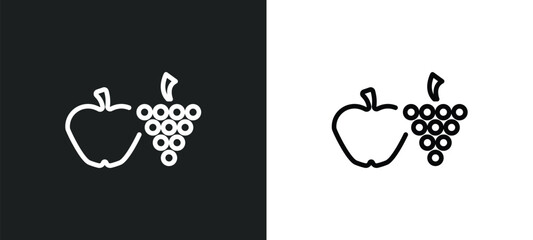 and grapes icon isolated in white and black colors. and grapes outline vector icon from food collection for web, mobile apps ui.
