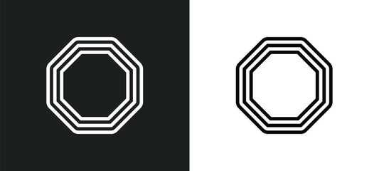 Sticker - octagon icon isolated in white and black colors. octagon outline vector icon from geometry collection for web, mobile apps and ui.