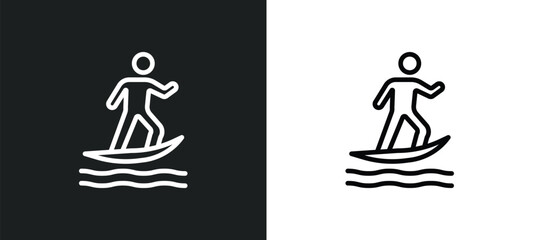 Wall Mural - surfing icon isolated in white and black colors. surfing outline vector icon from gestures collection for web, mobile apps and ui.