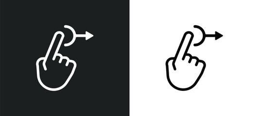 Canvas Print - drag right icon isolated in white and black colors. drag right outline vector icon from gestures collection for web, mobile apps and ui.