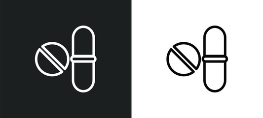 Wall Mural - pills icon isolated in white and black colors. pills outline vector icon from health collection for web, mobile apps and ui.