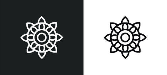 Sticker - rangoli icon isolated in white and black colors. rangoli outline vector icon from india and holi collection for web, mobile apps and ui.