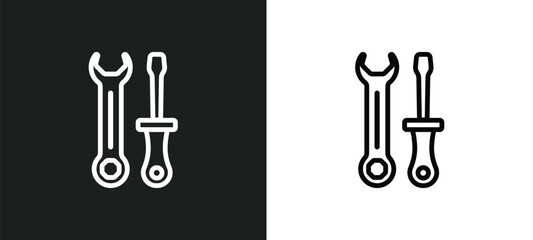 Poster - tools icon isolated in white and black colors. tools outline vector icon from industry collection for web, mobile apps and ui.