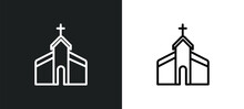 Chapel Icon Isolated In White And Black Colors. Chapel Outline Vector Icon From Winter Collection For Web, Mobile Apps And Ui.