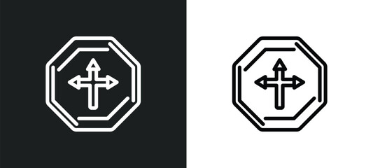 Wall Mural - crossroads icon isolated in white and black colors. crossroads outline vector icon from traffic signs collection for web, mobile apps and ui.