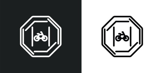 Wall Mural - cycle lane icon isolated in white and black colors. cycle lane outline vector icon from traffic signs collection for web, mobile apps and ui.