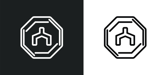 Wall Mural - end of way icon isolated in white and black colors. end of way outline vector icon from traffic signs collection for web, mobile apps and ui.