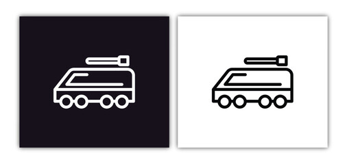 Wall Mural - armored vehicle icon isolated in white and black colors. armored vehicle outline vector icon from army and war collection for web, mobile apps and ui.