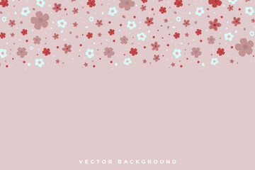 Beautiful Floral Background with watercolor flowers and cherry blossom petals on pink pastel background. Editable Vector Illustration. EPS 10
