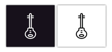 Erhu Icon Isolated In White And Black Colors. Erhu Outline Vector Icon From Asian Collection For Web, Mobile Apps And Ui.