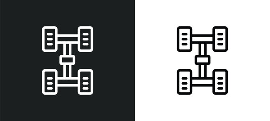 Wall Mural - car chassis icon isolated in white and black colors. car chassis outline vector icon from car parts collection for web, mobile apps and ui.