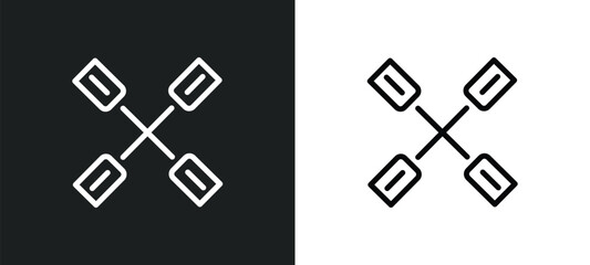 double paddle icon isolated in white and black colors. double paddle outline vector icon from nautical collection for web, mobile apps and ui.