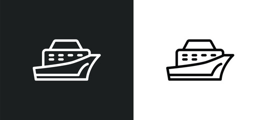 Wall Mural - yacht facing right icon isolated in white and black colors. yacht facing right outline vector icon from nautical collection for web, mobile apps and ui.