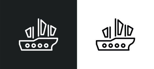 Wall Mural - classic ship icon isolated in white and black colors. classic ship outline vector icon from nautical collection for web, mobile apps and ui.