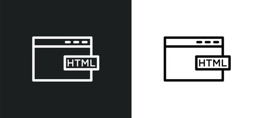 Wall Mural - html icon isolated in white and black colors. html outline vector icon from programming collection for web, mobile apps and ui.