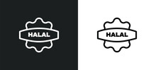 Halal Icon Isolated In White And Black Colors. Halal Outline Vector Icon From Religion Collection For Web, Mobile Apps And Ui.