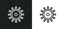 Spokes Icon Isolated In White And Black Colors. Spokes Outline Vector Icon From Sew Collection For Web, Mobile Apps And Ui.