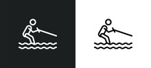 Waterski Icon Isolated In White And Black Colors. Waterski Outline Vector Icon From Summer Collection For Web, Mobile Apps And Ui.