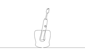 Poster - Continuous one single line drawn Toothbrush.Dentistry. Hygiene. Teeth.