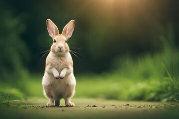 Canvas Print - rabbit on the grass