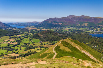 Wall Mural - Rural farmland and lakes from Catbells in the English Lake District