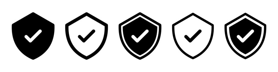 Leinwandbilder - Shield check mark icon or security shield protection icon with tick symbol. web vector icon set