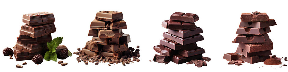 Sticker - Delicious dark chocolate pieces against a transparent background