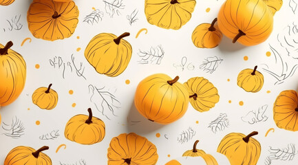 Wall Mural - Pumpkins pattern, created with Generative AI technology.