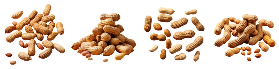 transparent background with a cluster of unprocessed peanuts