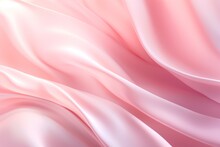 Pink Silk Background. Wavy Pink Fabric Texture, Top View. Abstract Soft Pink Backdrop. Generated AI Wallpaper