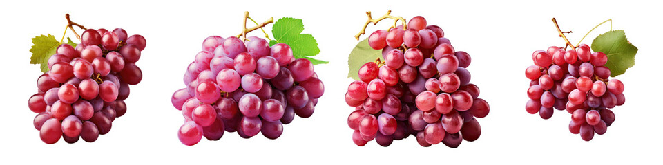 Sticker - Fresh red grapes isolated on a transparent background with clipping path