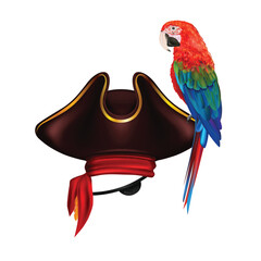 Wall Mural - Parrot Pirate Hat Composition