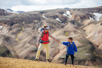 Poster - The family went hiking in Landmanloer Park in Iceland