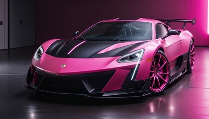 Pink modern luxury fast sports car four wheels vehicle