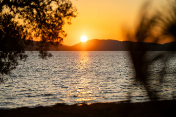 Poster - red sunrise over islands and the ocean